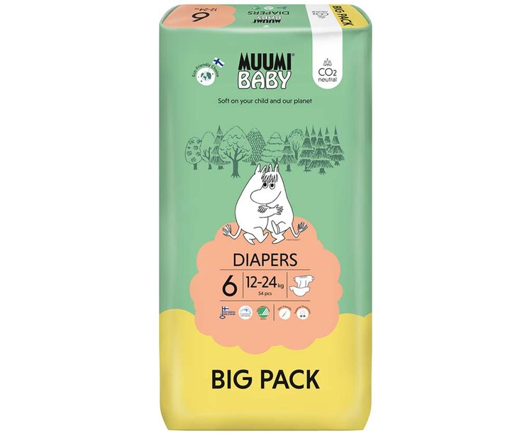 MUUMI Baby 6 Junior 12-24 kg (54 ks) eko plienky