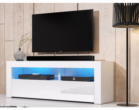 TV stolík s osvetlením Mex 140 cm  biely lesk 