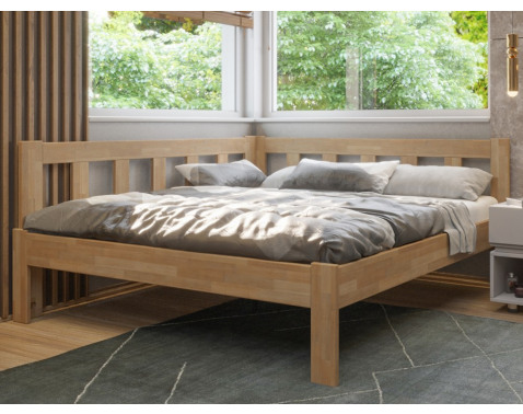 Rohová posteľ so zástenou vľavo Tema L 180x200 cm  prírodný buk 