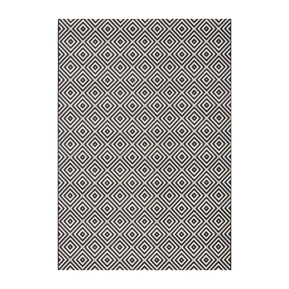 Čierno-biely vonkajší koberec NORTHRUGS Karo 140 × 200 cm