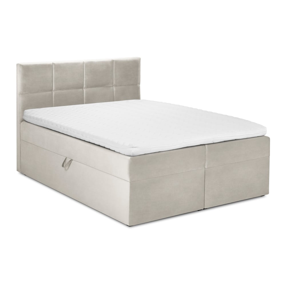 Béžová zamatová dvojlôžková posteľ Mazzini Beds Mimicry 160 x 200 cm