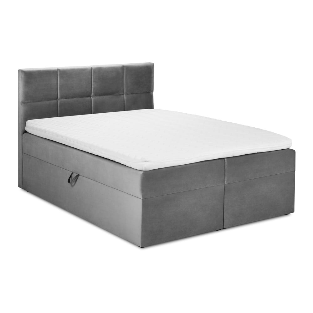 Sivá zamatová dvojlôžková posteľ Mazzini Beds Mimicry 160 x 200 cm