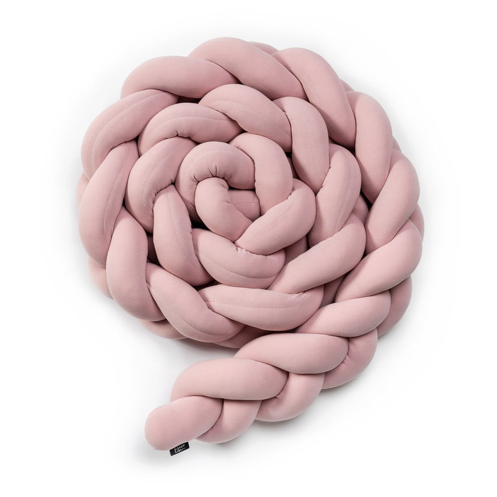 Ružový bavlnený pletený mantinel do postieľky ESECO dĺžka 360 cm