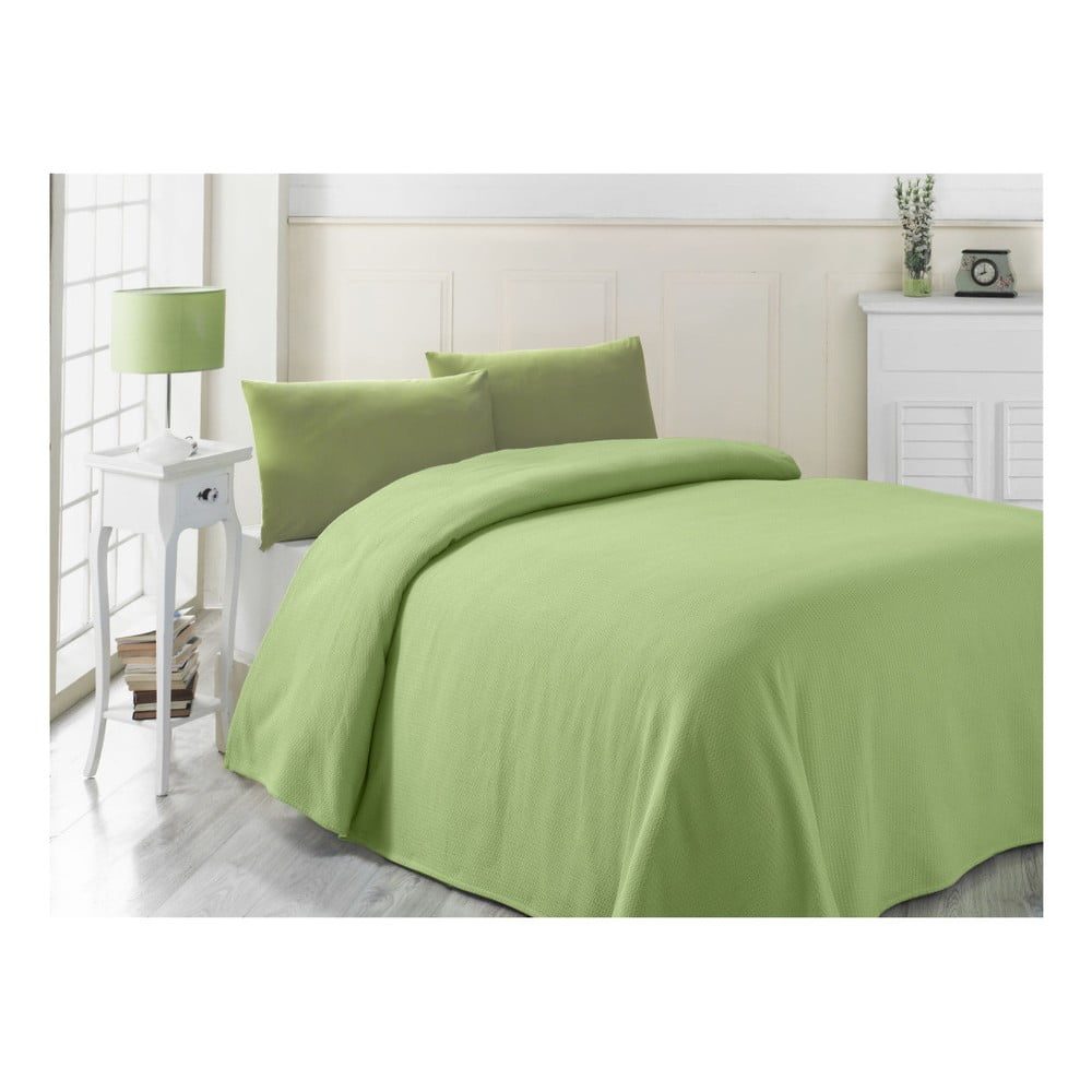 Zelená ľahká prikrývka cez posteľ Yesil 200 × 230 cm