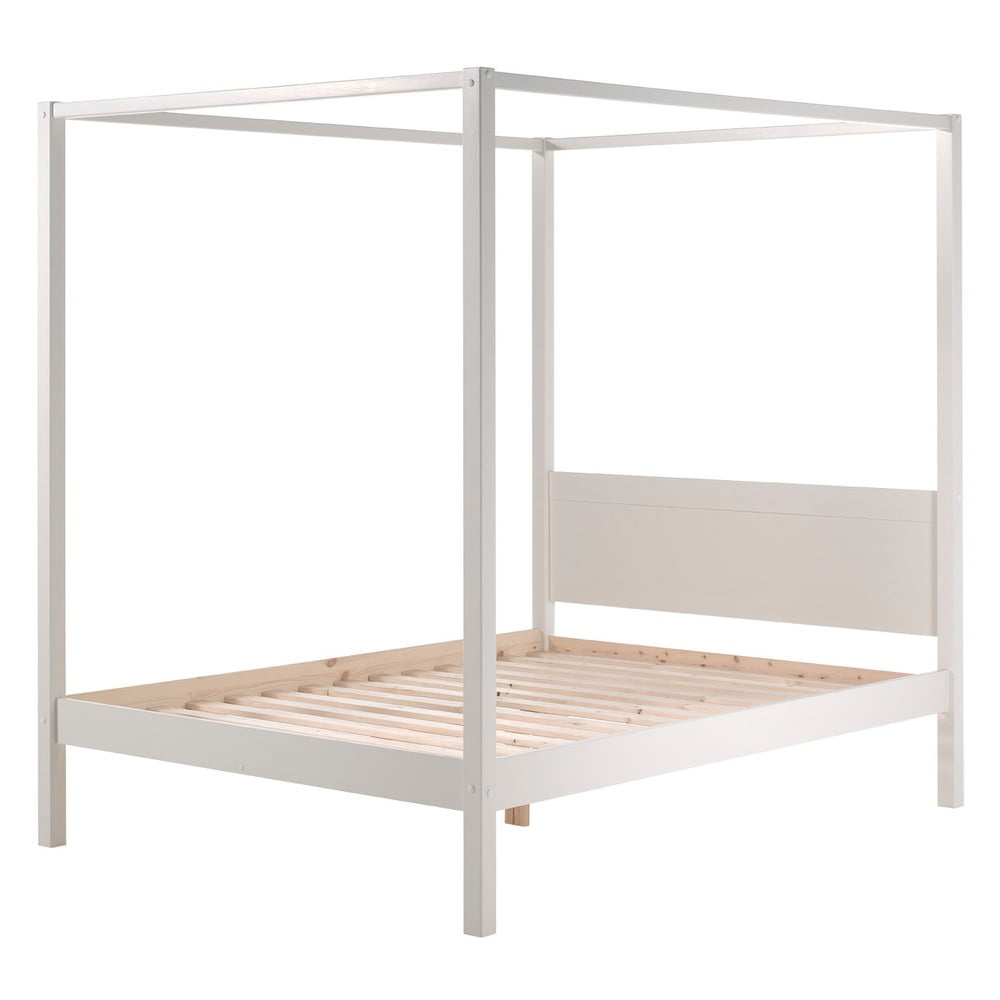 Biela detská posteľ Vipack Pino Canopy 140 × 200 cm