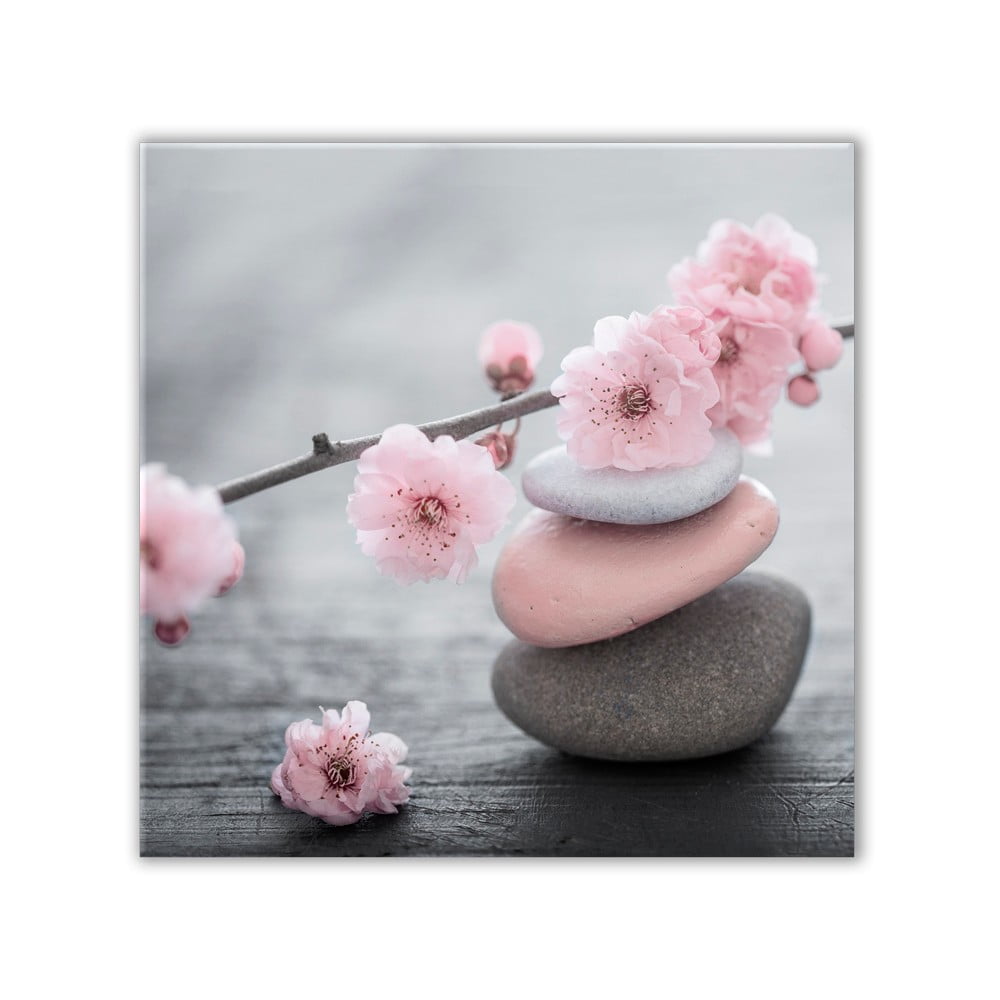 Obraz Styler Glasspik Spa  Zen Pink Stone 30 × 30 cm