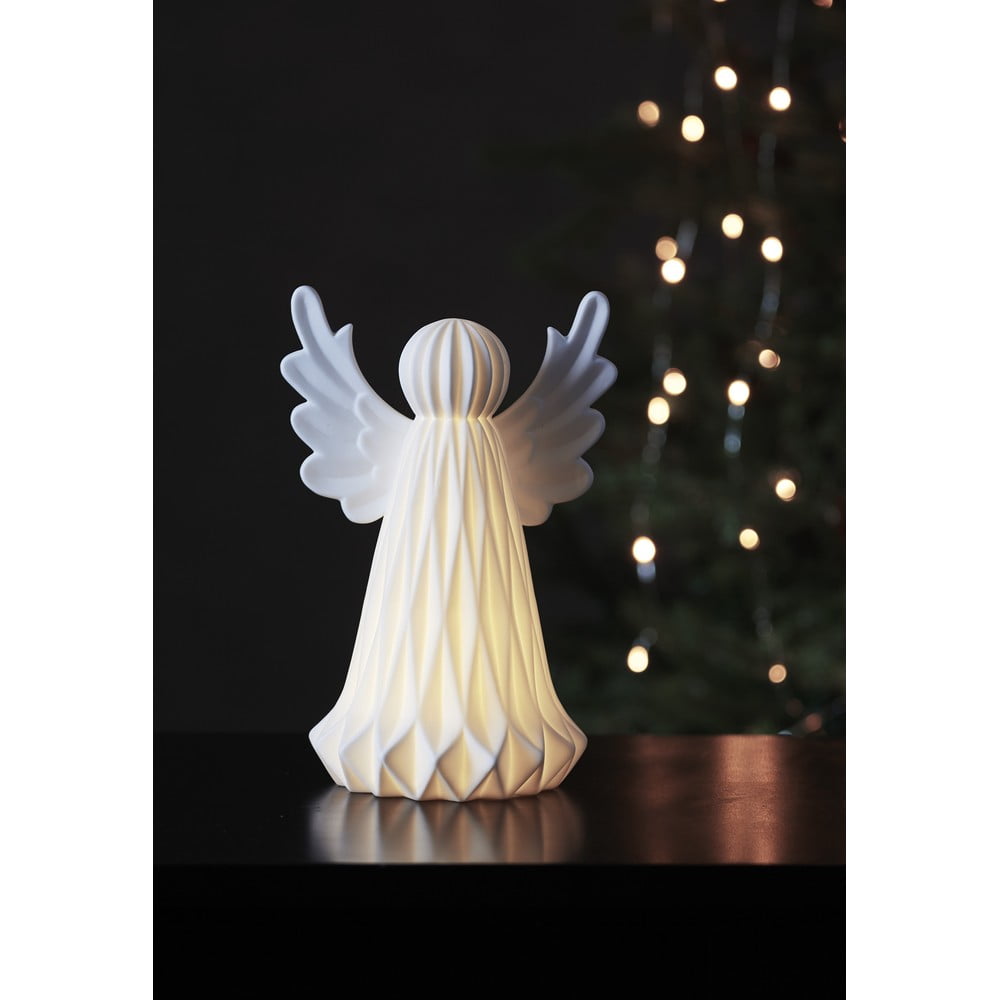 Biela keramická vianočná svetelná LED dekorácia Star Trading Vinter výška 23 cm