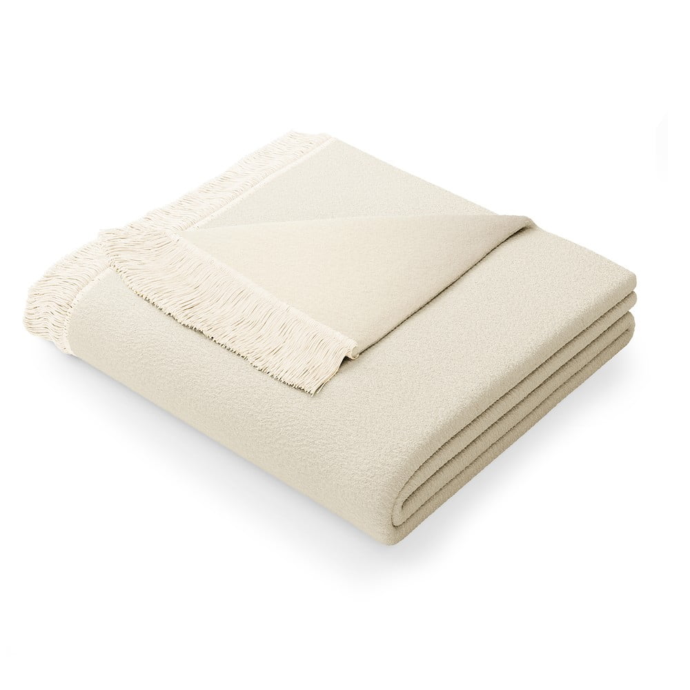 Svetlobéžová deka s prímesou bavlny AmeliaHome Franse 150 x 200 cm
