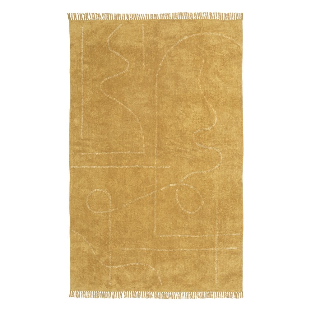 Oranžový ručne tkaný bavlnený koberec Westwing Collection Lines 200 x 300 cm