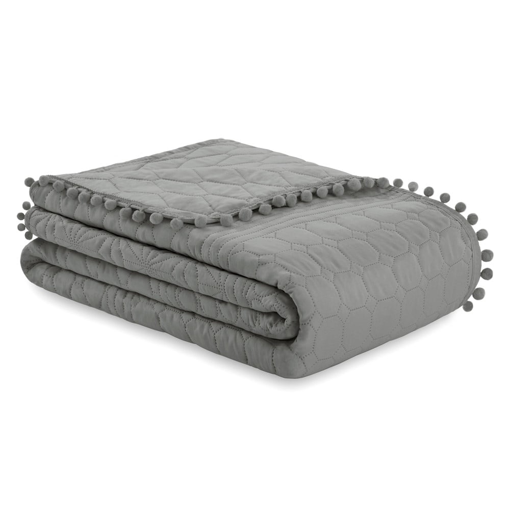 Sivá prikrývka na posteľ AmeliaHome Meadore 200 x 220 cm