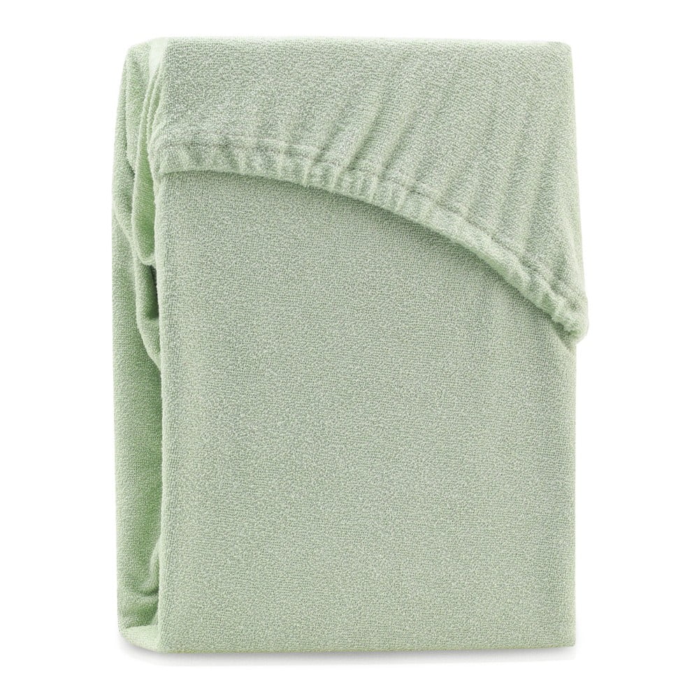 Zelená elastická elastická plachta na dvojlôžko AmeliaHome Ruby Olive Siesta 220-240 x 220 cm