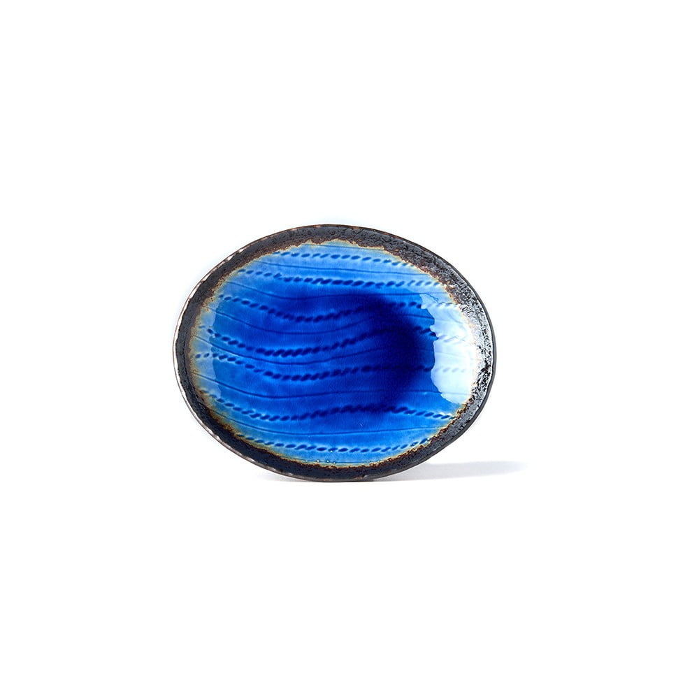 Modrý keramický oválny tanier MIJ Cobalt 24 x 20 cm
