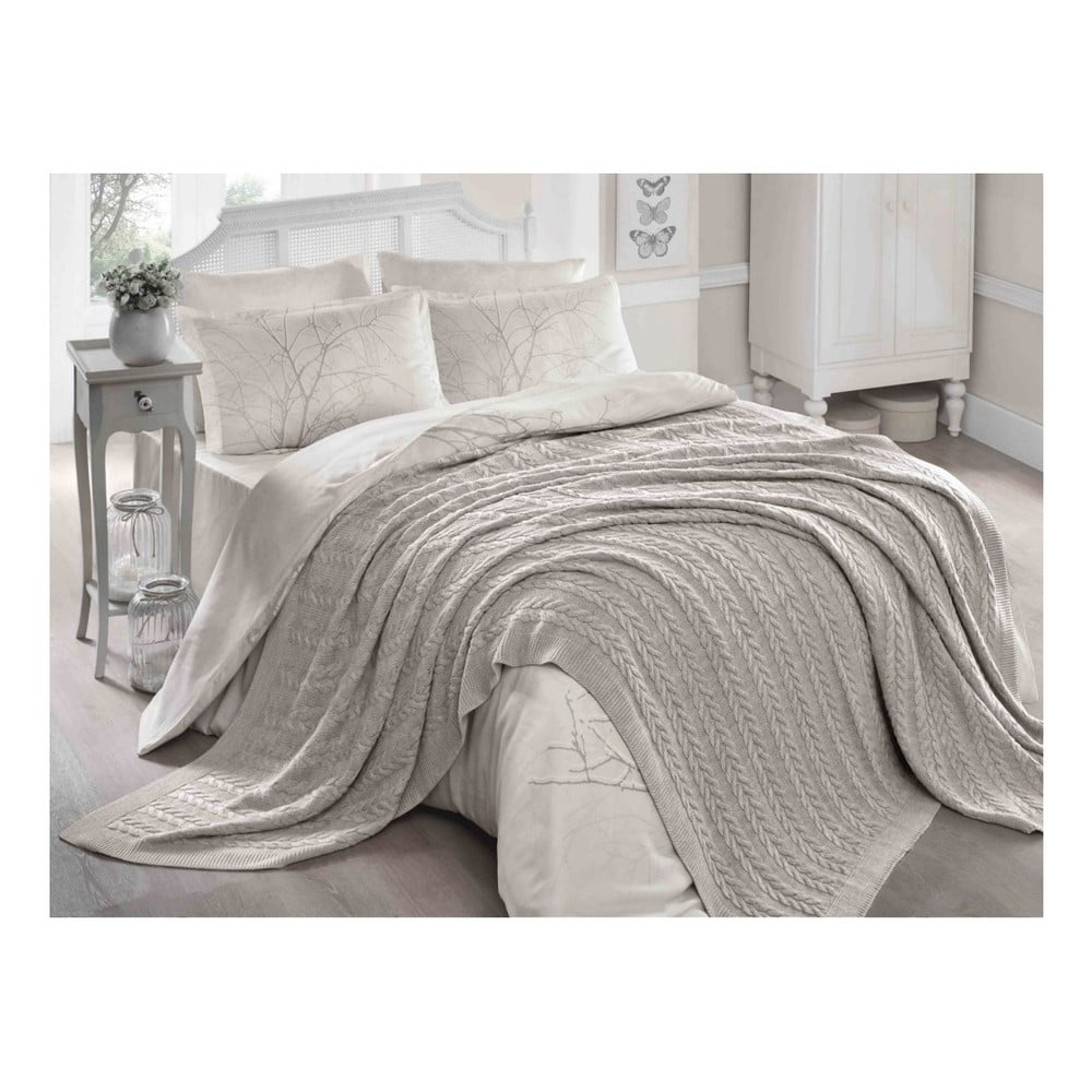 Sivobéžová deka Homemania Larina 220 × 240 cm