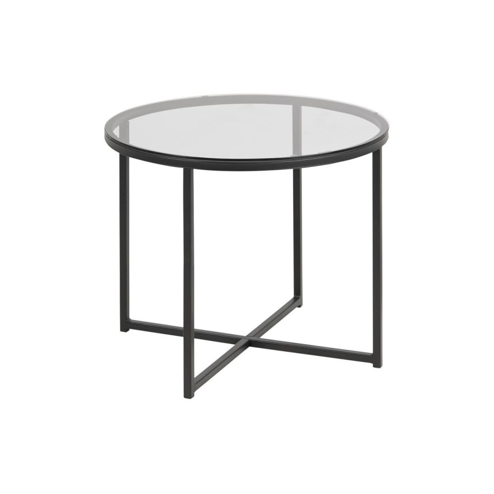 Odkladací stolík so sklenenou doskou Actona Cross ⌀ 55 cm