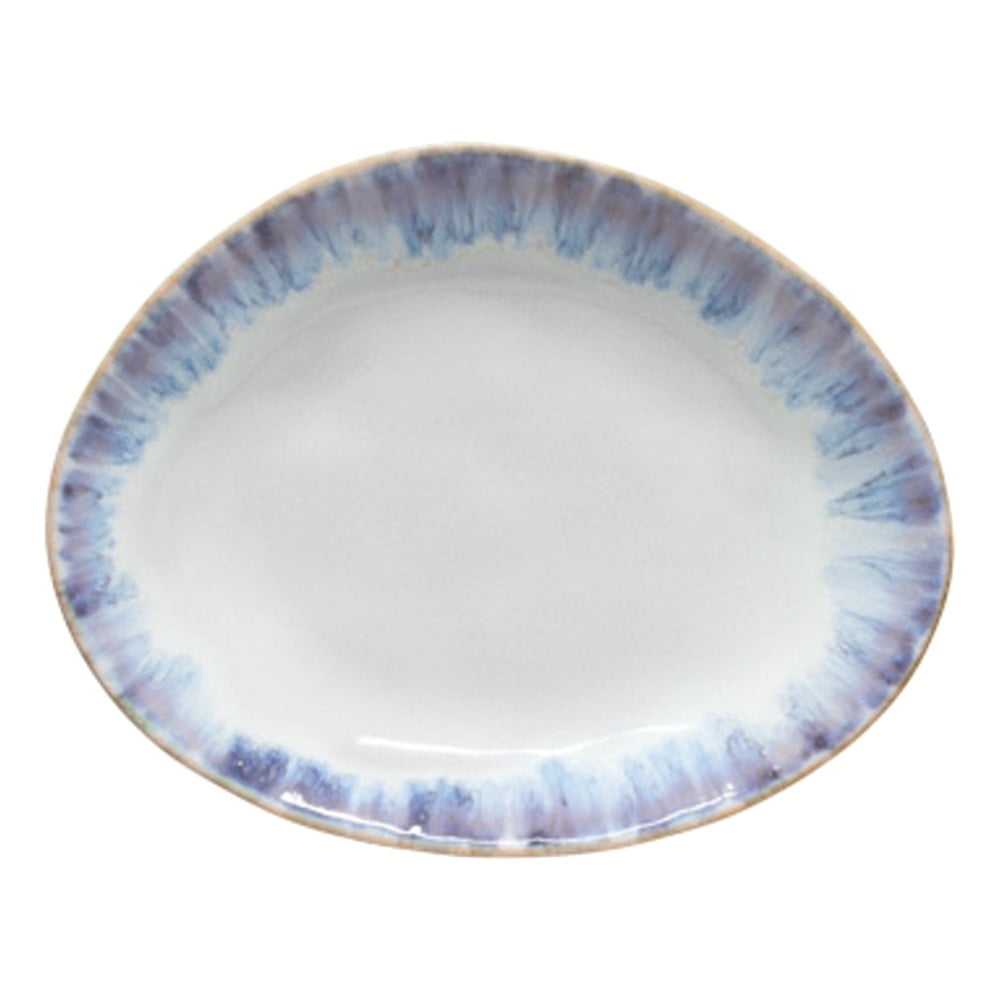 Bielo-modrý kameninový oválny tanier Costa Nova Brisa ⌀ 20 cm
