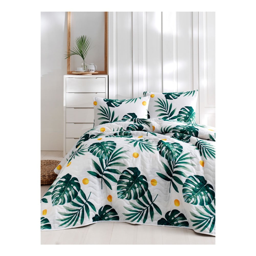 Set bavlnenej prikrývky cez posteľ a obliečky na vankúš Lura Jungle 160 × 220 cm