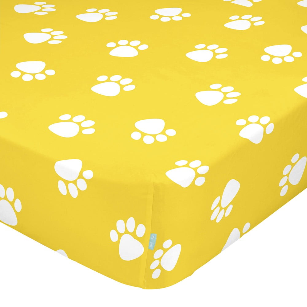 Žltá elastická bavlnená plachta Mr Fox Dogs 90 x 200 cm