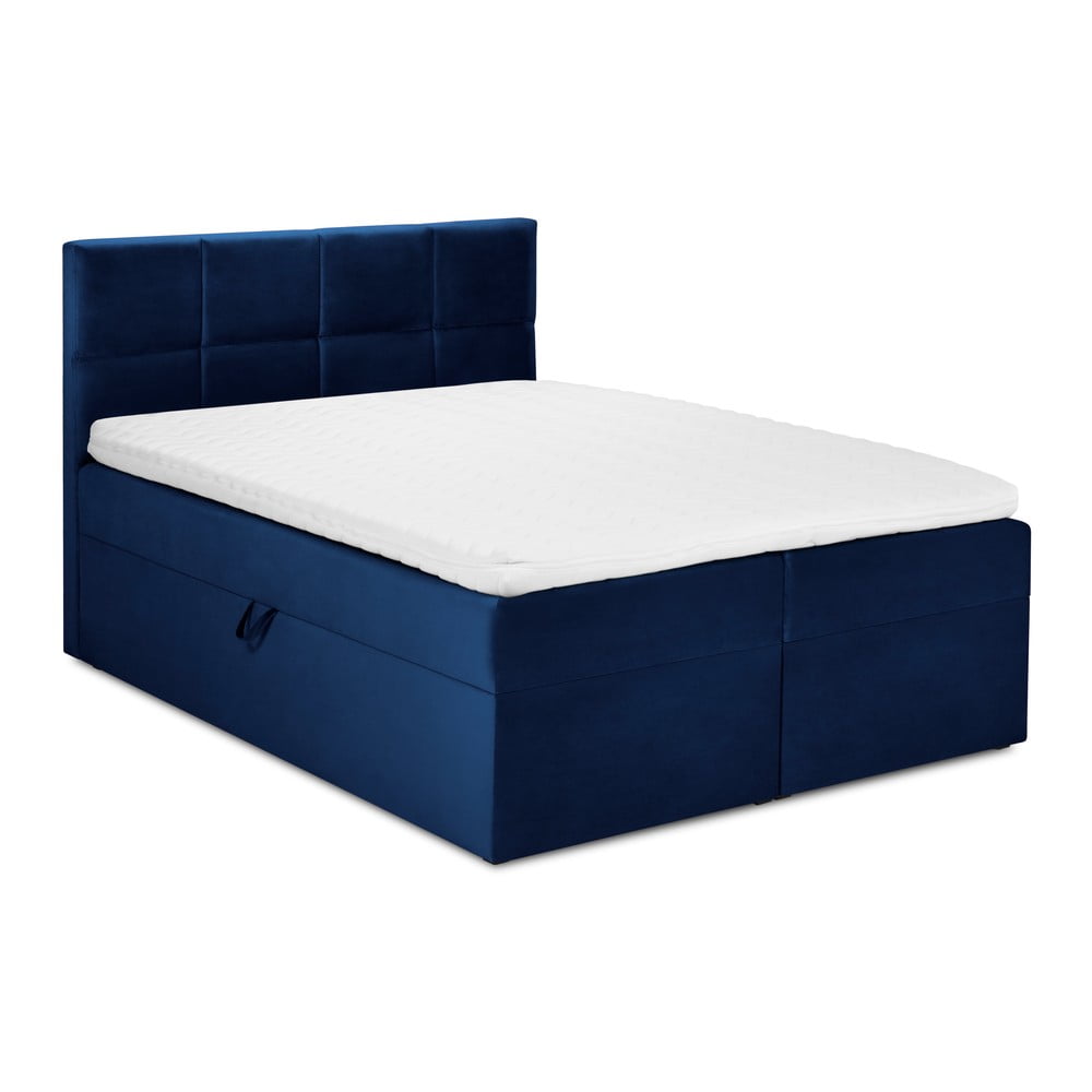 Modrá zamatová dvojlôžková posteľ Mazzini Beds Mimicry 180 x 200 cm