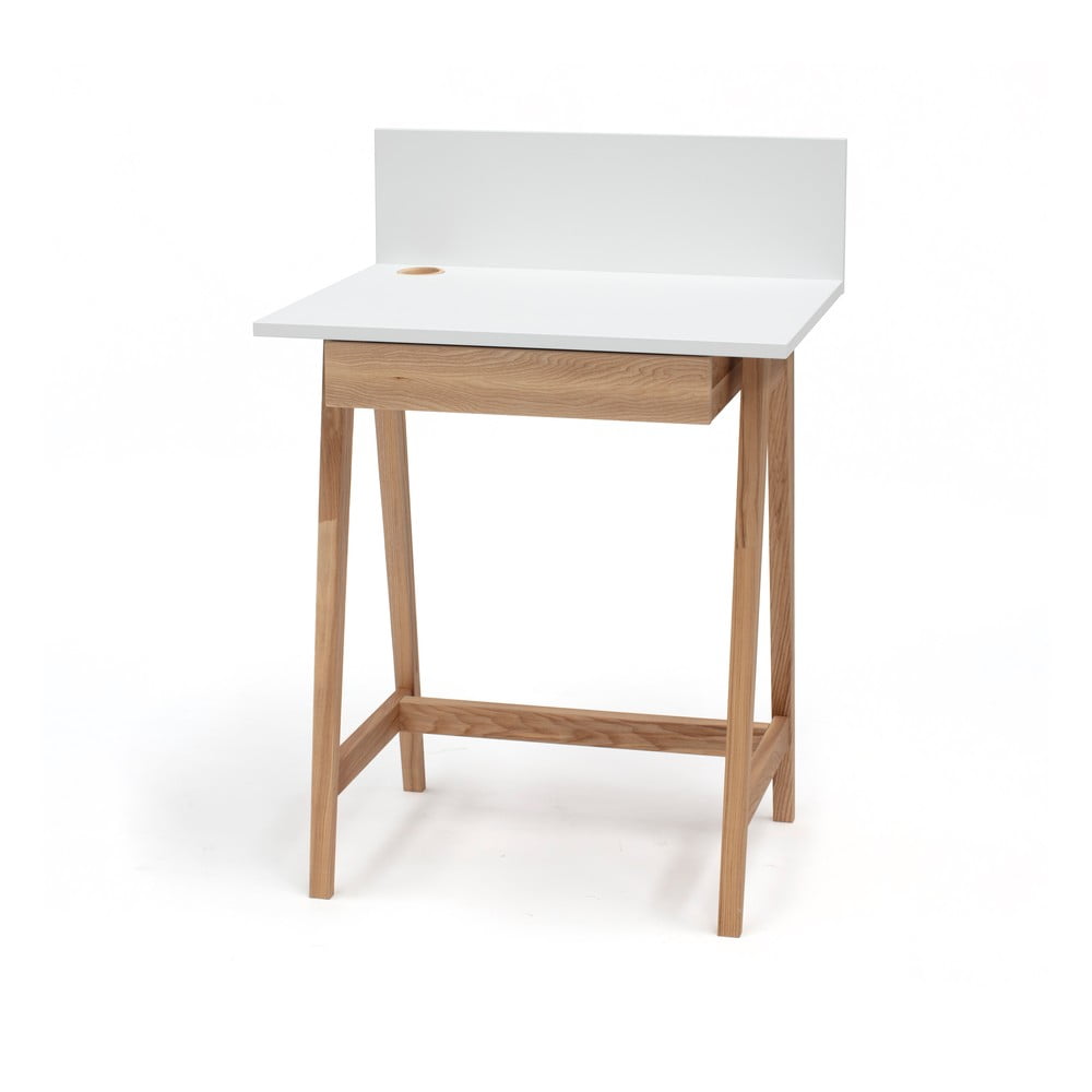 Biely písací stôl s podnožím z jaseňového dreva Ragaba Luka dĺžka 65 cm