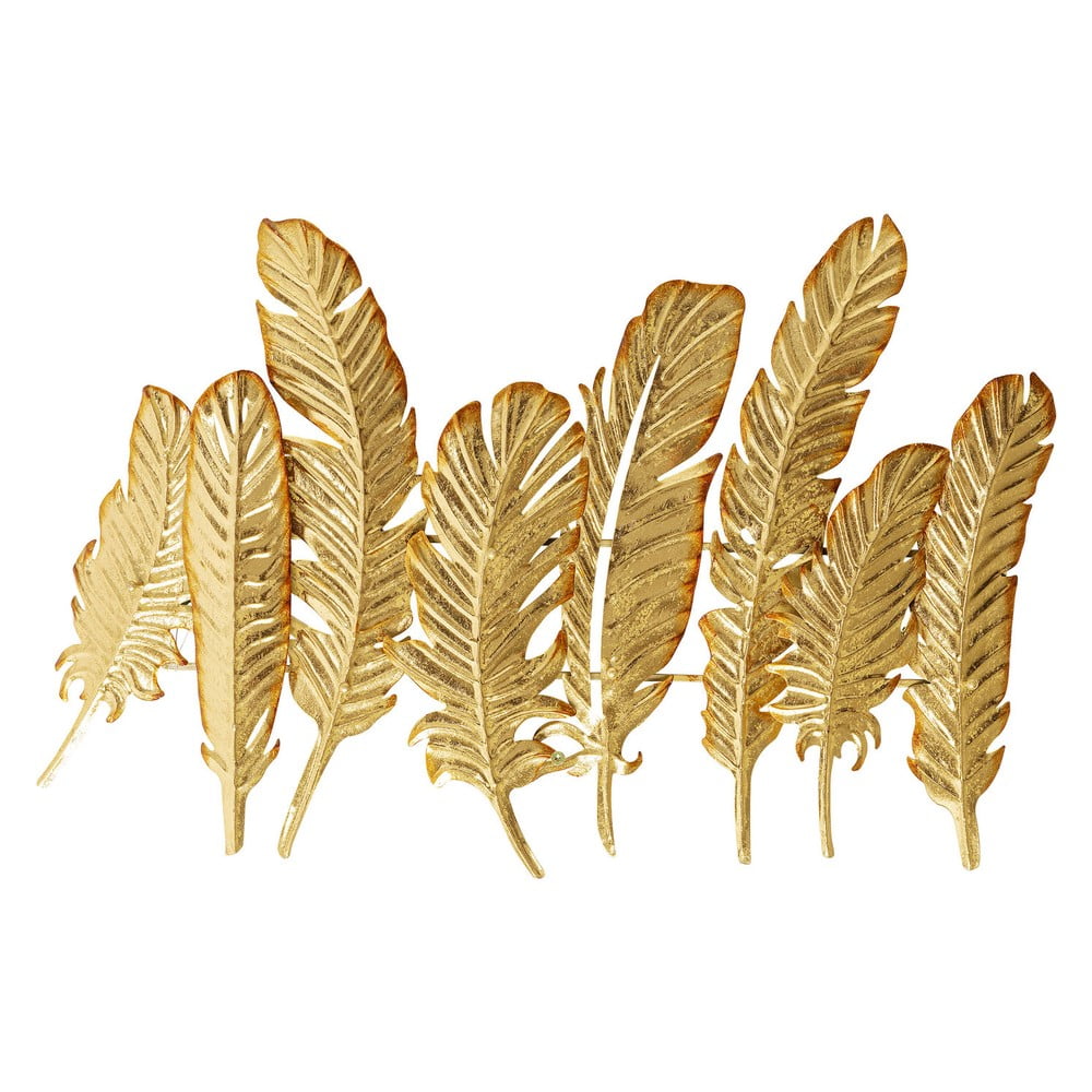 Kovový nástenný vešiak v zlatej farbe Kare Design Leaf šírka 86 cm