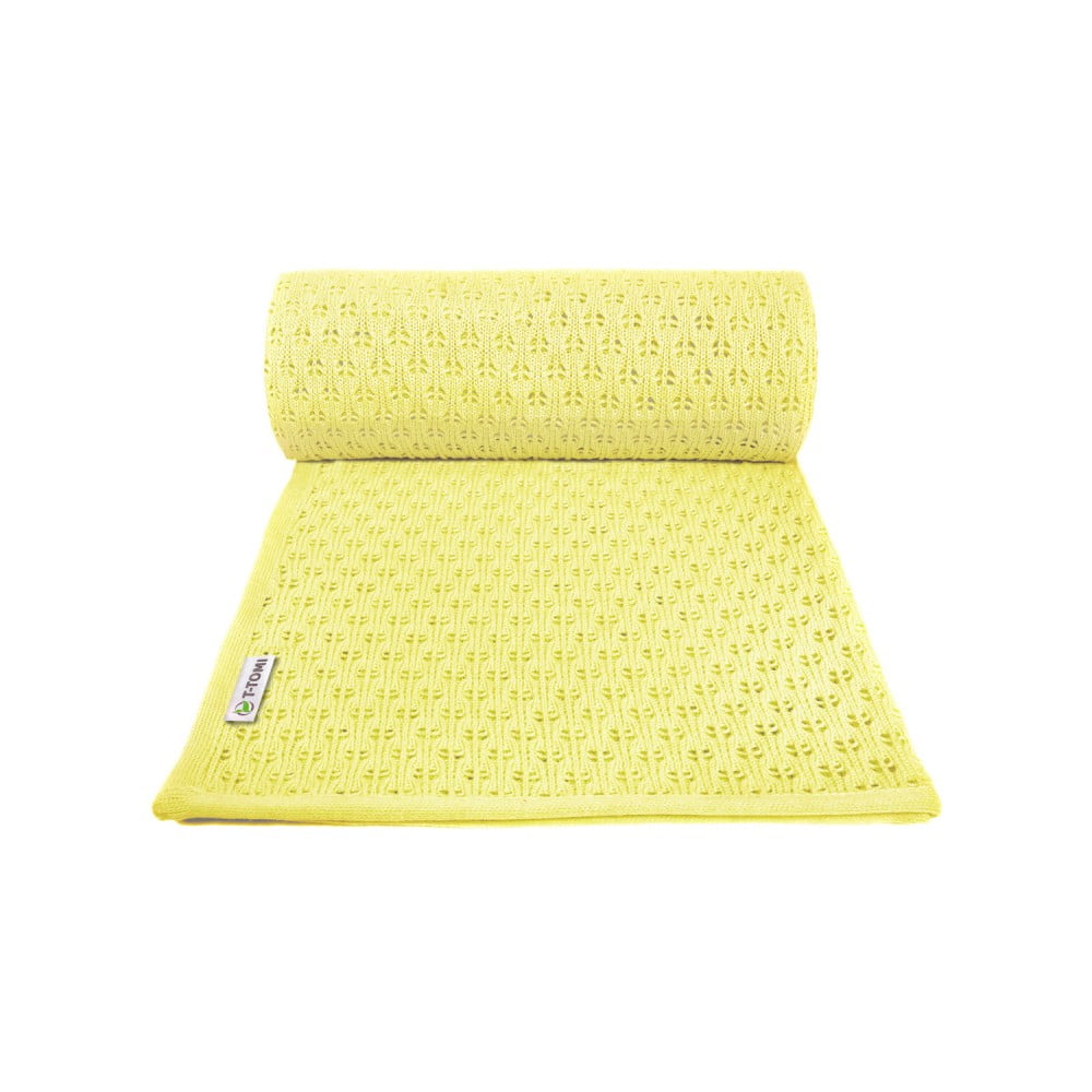 Žlutá pletená detská deka s podielom bavlny T-TOMI Summer 80 x 100 cm