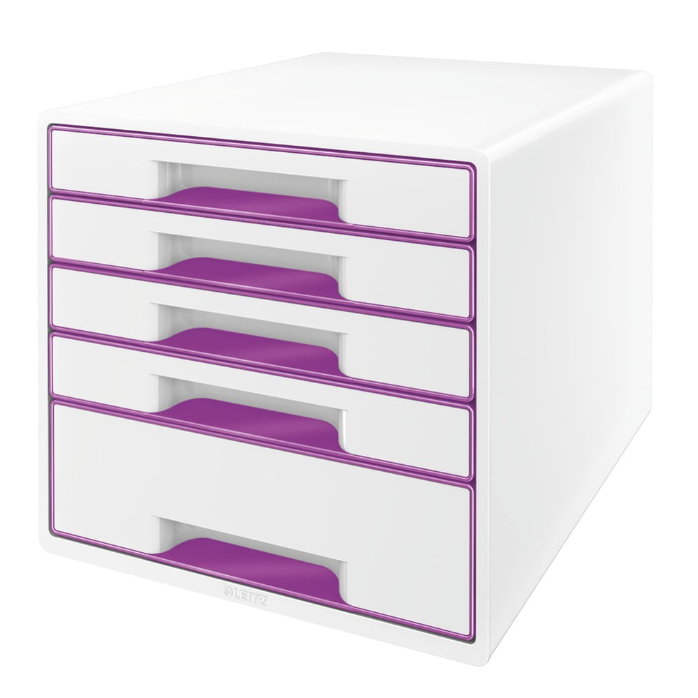 Bielo-fialový zásuvkový box Leitz WOW CUBE 5 zásuviek