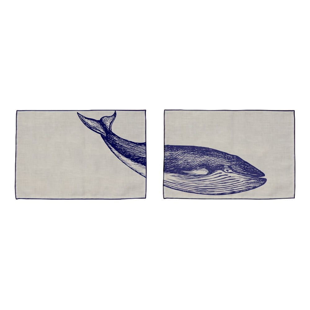 Súprava 2 prestieraní Madre Selva Blue Whale 45 x 30 cm