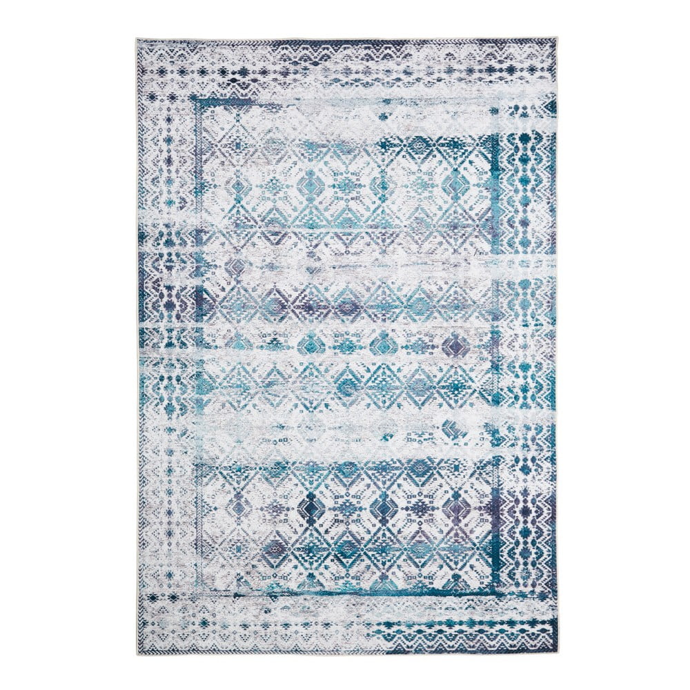 Svetlomodrý koberec Floorita Kilim Ivory Aqua 80 × 150 cm