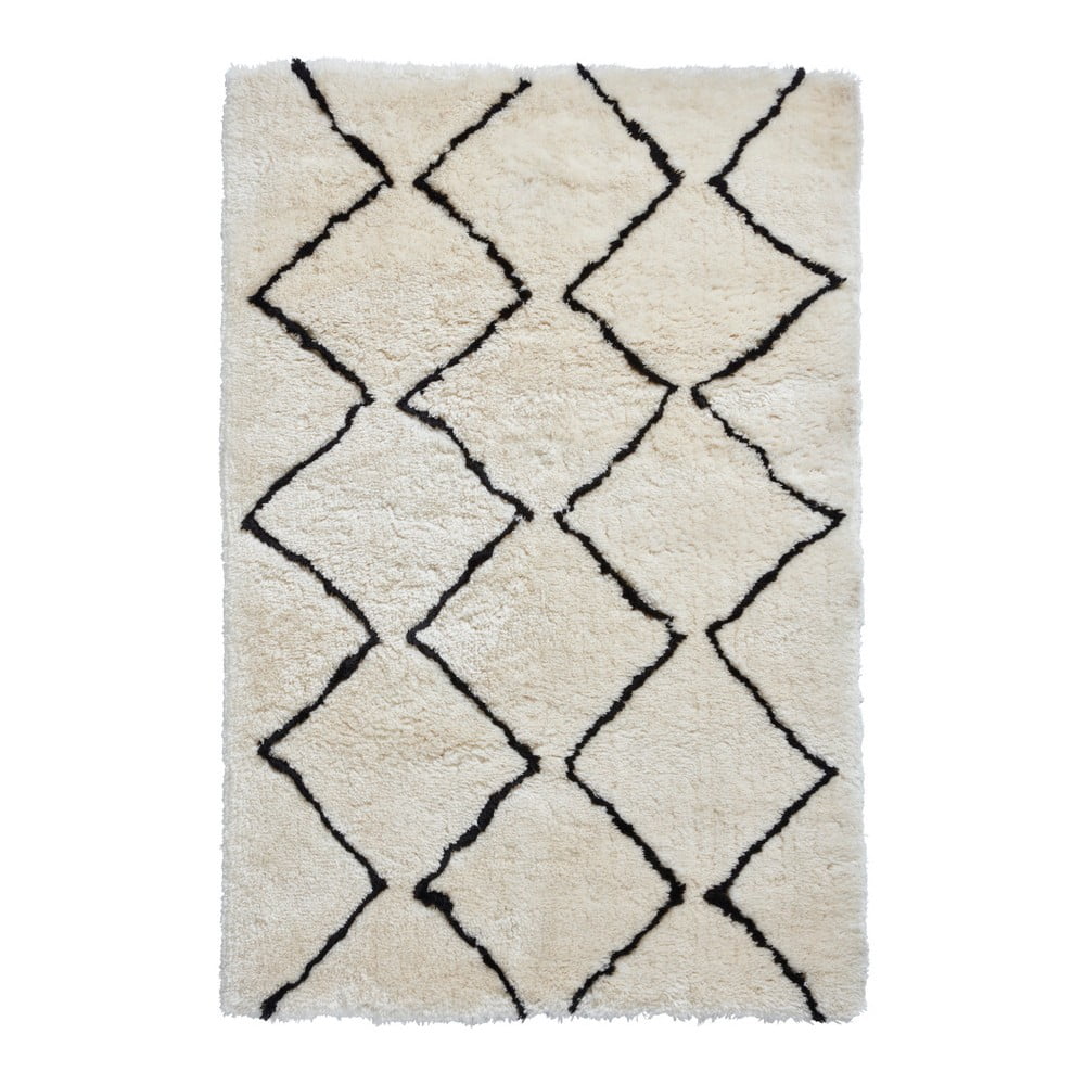 Béžovo-čierny ručne tuftovaný koberec Think Rugs Morocco Lento Ivory  Black 200 × 290 cm