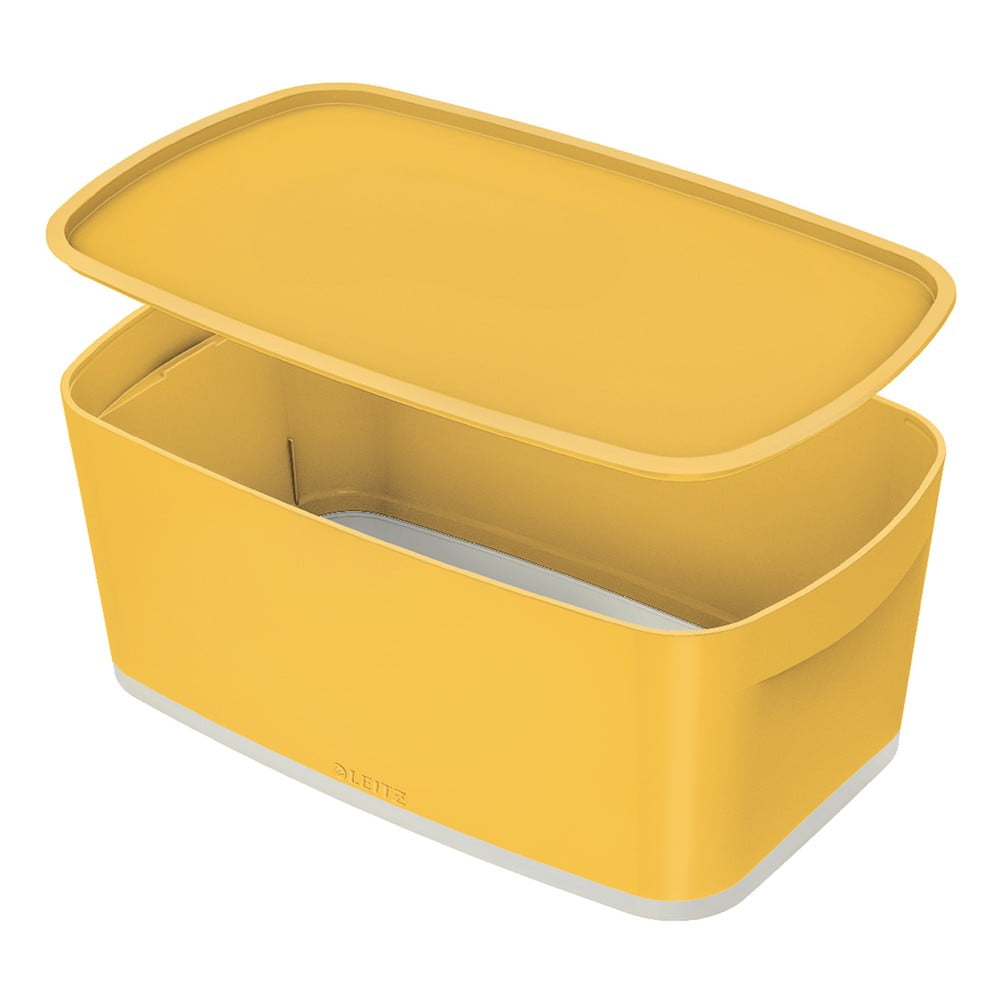 Žltá úložná škatuľa s vekom Leitz Cosy objem 5 l