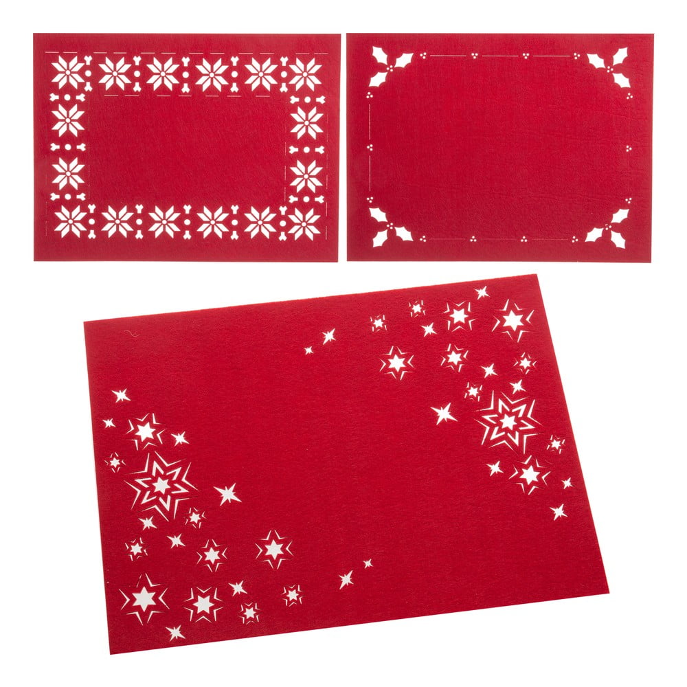 Súprava 3 červených vianočných prestieraní Unimasa 30 x 40 cm