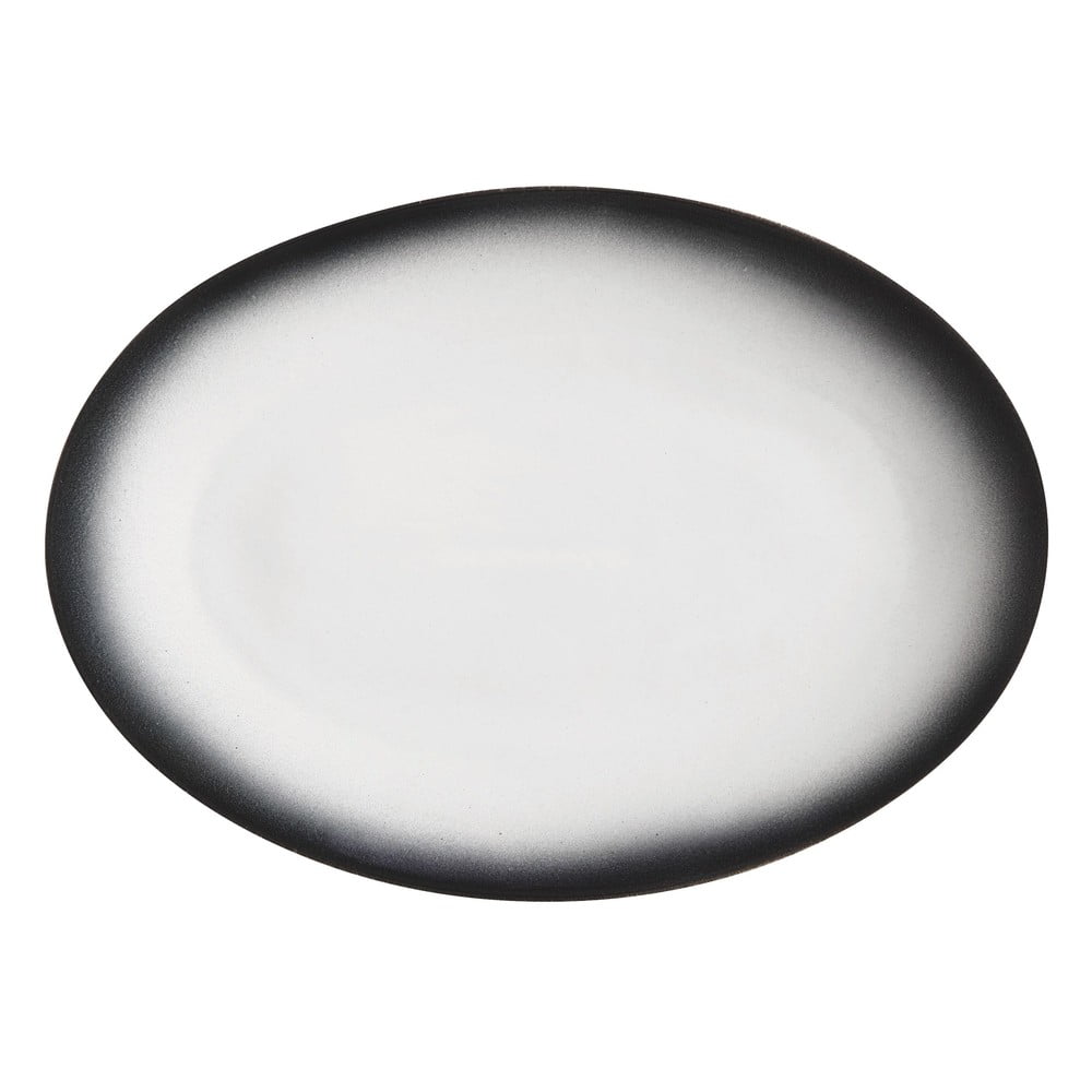 Bielo-čierny keramický oválny tanier Maxwell  Williams Caviar 35 x 25 cm