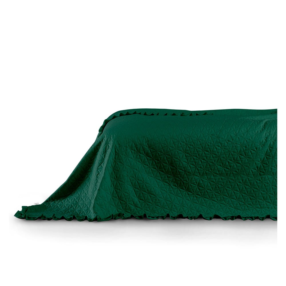 Zelený pléd cez posteľ AmeliaHome Tilia 240 x 220 cm
