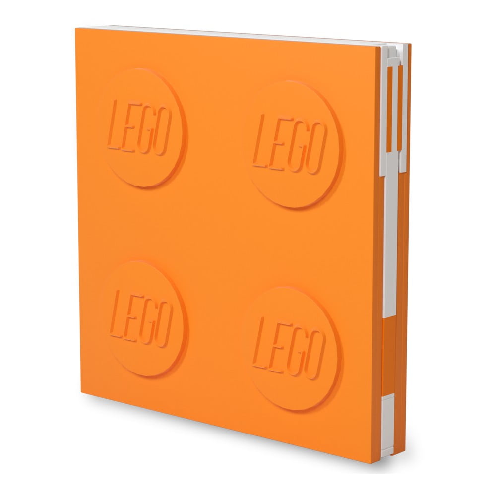 Oranžový štvorcový zápisník s gélovým perom LEGO® 159 x 159 cm