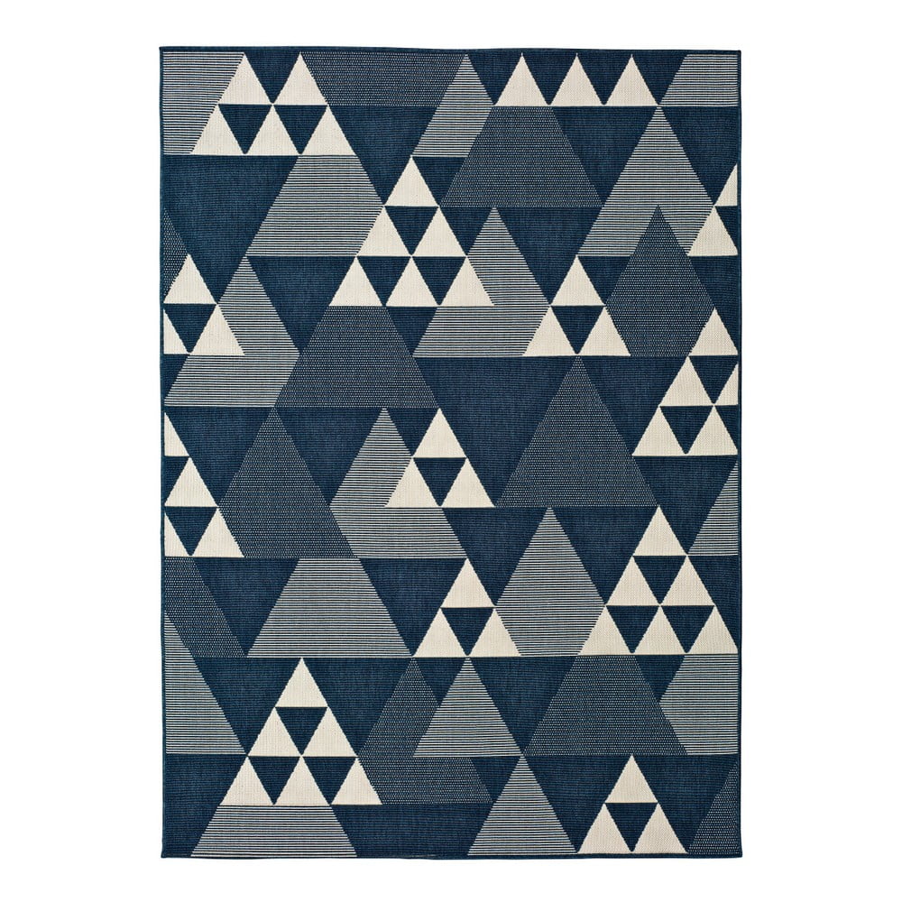 Modrý vonkajší koberec Universal Clhoe Triangles 140 x 200 cm