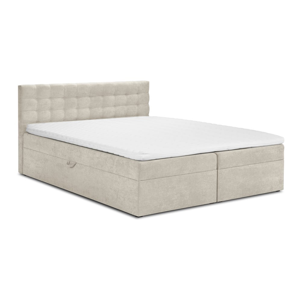 Béžová dvojlôžková posteľ Mazzini Beds Jade 200 x 200 cm