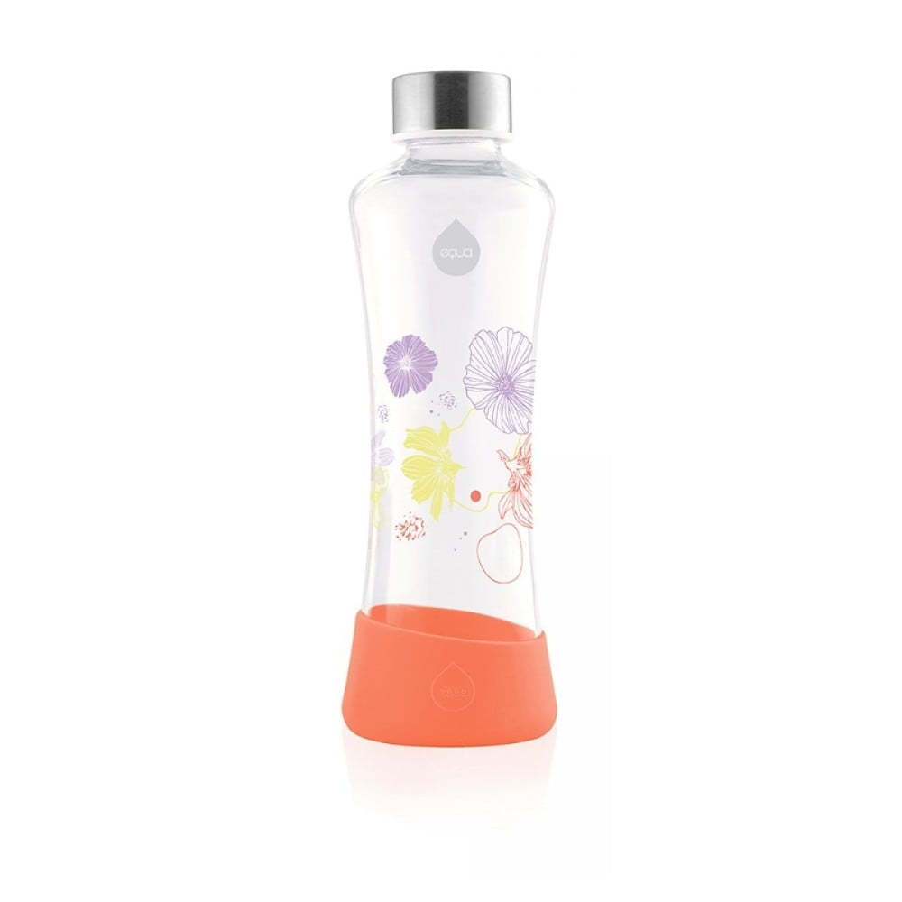 Oranžová sklenená fľaša Equa Flowerhead Poppy 550 ml