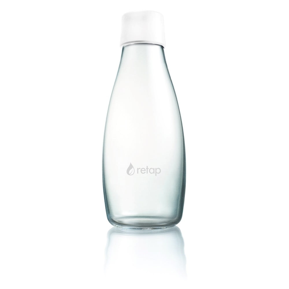 Biela sklenená fľaša ReTap s doživotnou zárukou 500 ml
