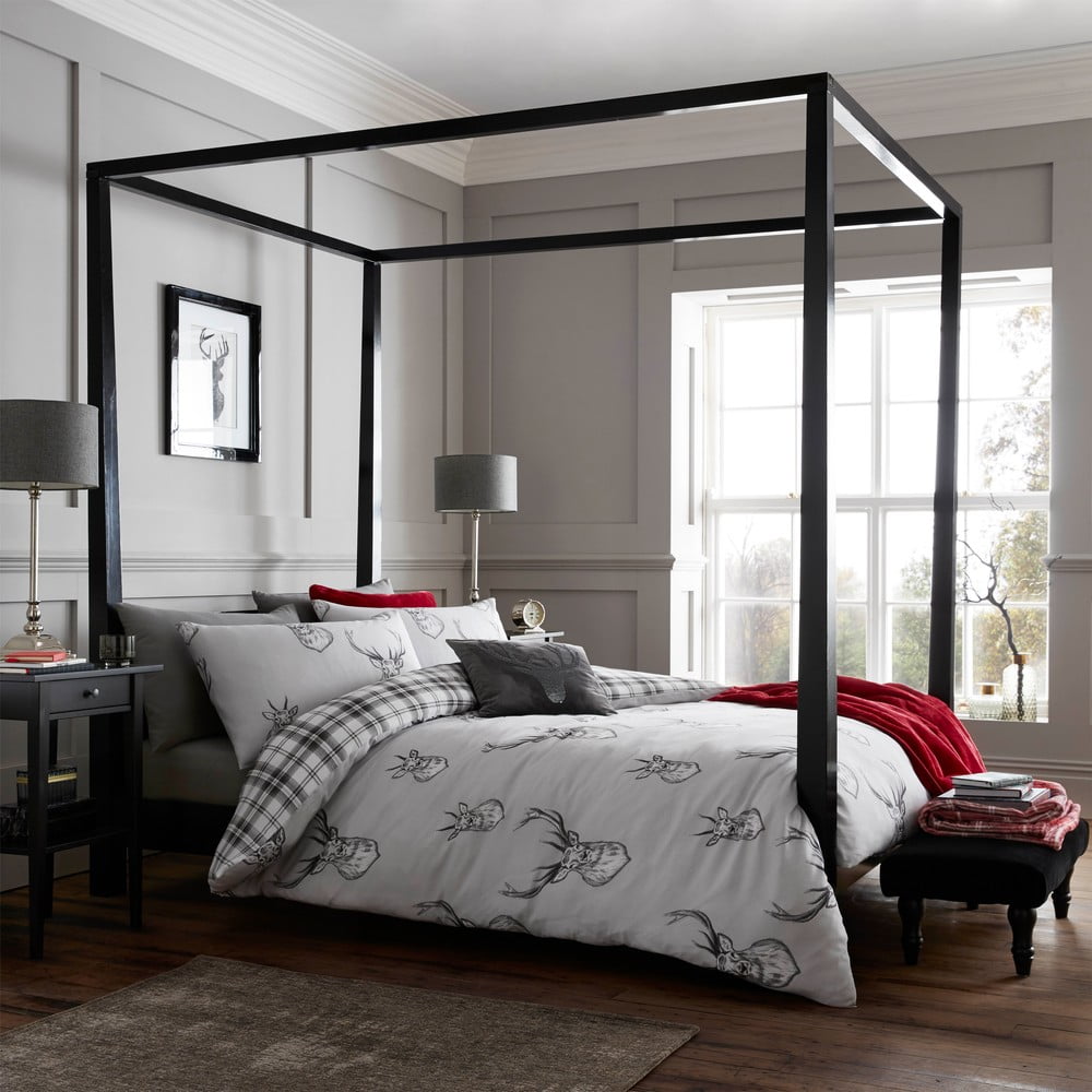 Sivé posteľné obliečky Catherine Lansfield Stag 135 x 200 cm