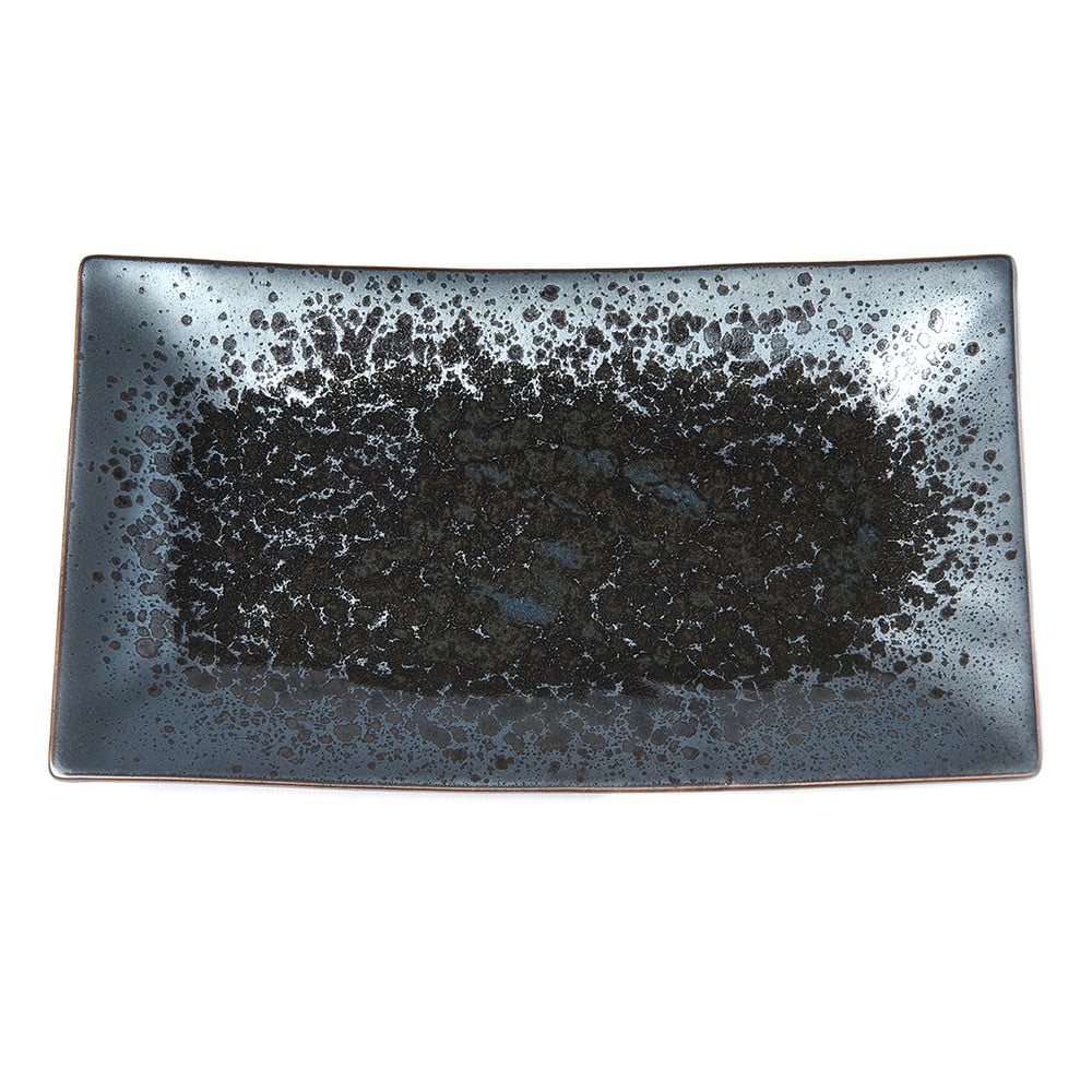 Čierno-sivý keramický servírovací tanier Mij Pearl 33 x 19 cm