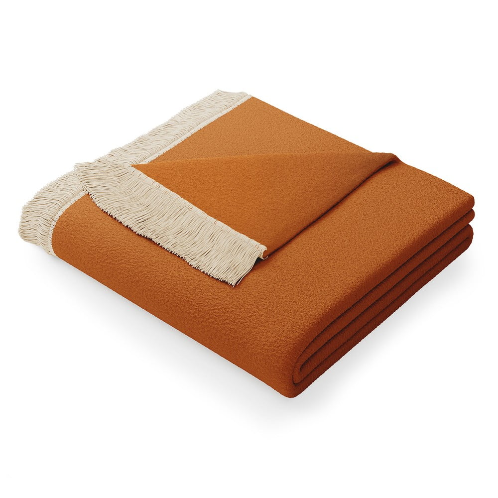 Oranžová deka s prímesou bavlny AmeliaHome Franse 150 x 200 cm